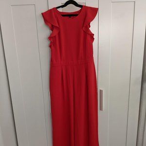 J Crew Bright Red Open-Back Jumpsuit